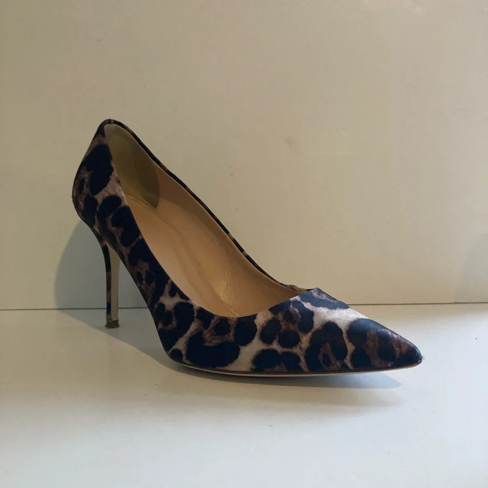 J. Crew Elsie Stiletto pumps in leopard satin